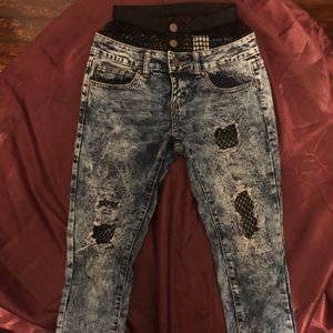 Distressed Fishnet Jeans